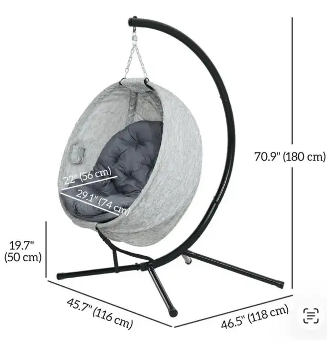 Hanging Pod Chair w/Stand - Photo 4