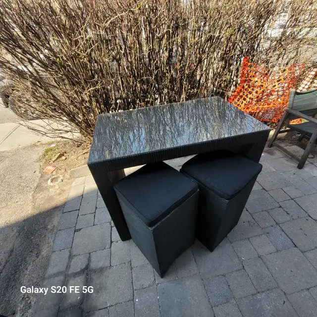 patio set dining table and sectional