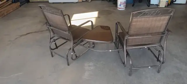 Dual rocker/glider chairs and table set for sale - Photo 2