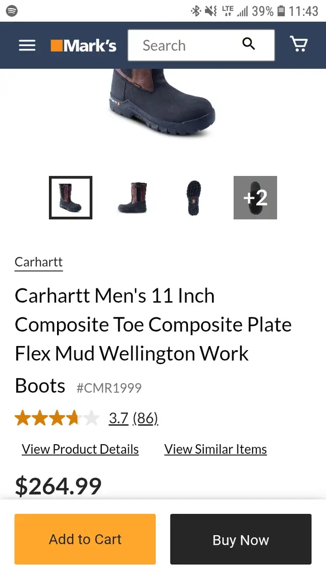 $100 Size 11 Carhartt Men's 11 Inch Composite Toe