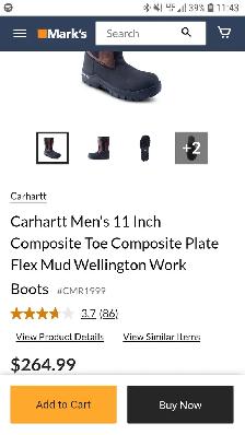 $100 Size 11 Carhartt Men's 11 Inch Composite Toe