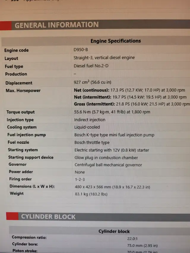 !!!!!!   KUBOTA 3 CYLINDER DIESEL ENGINE D950-B   !!!! - Photo 4