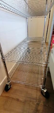 Heavy-duty 6-tier Adjustable wire shelving rack with wheels in c