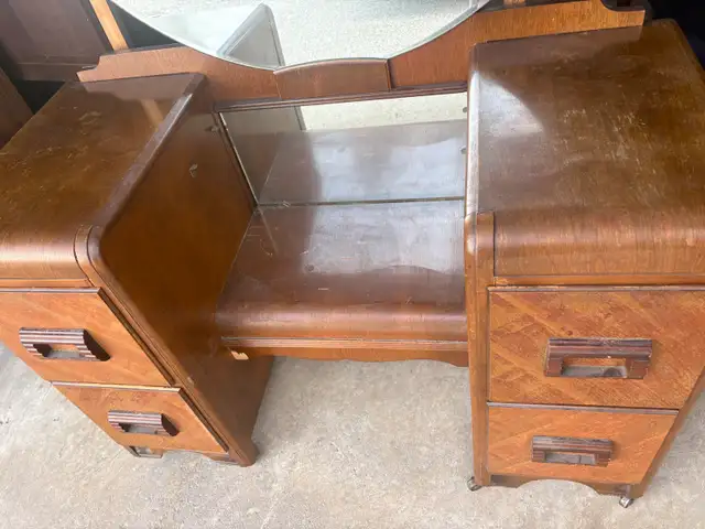 Free delivery antique Vintage Vanity Desk with Mirror - Photo 8