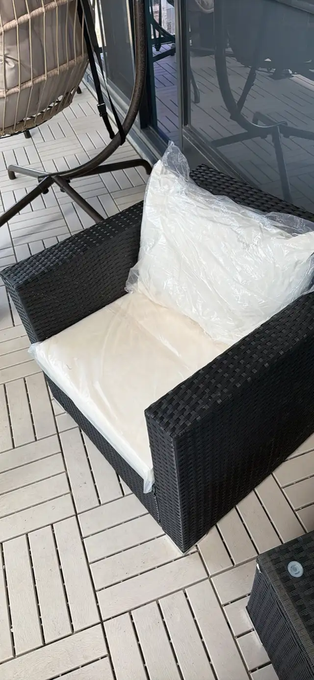 NEW-Costway 3PCS Patio Furniture Set Sofa Table W/C