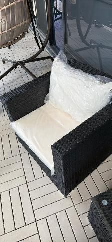 NEW-Costway 3PCS Patio Furniture Set Sofa Table W/C