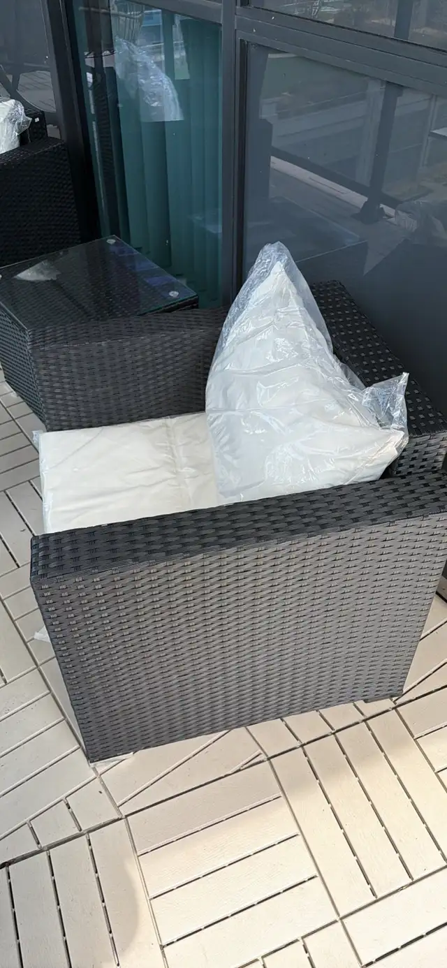 NEW-Costway 3PCS Patio Furniture Set Sofa Table W/C - Photo 2