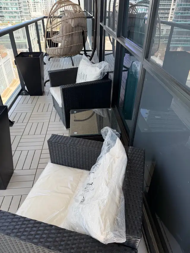 NEW-Costway 3PCS Patio Furniture Set Sofa Table W/C - Photo 4