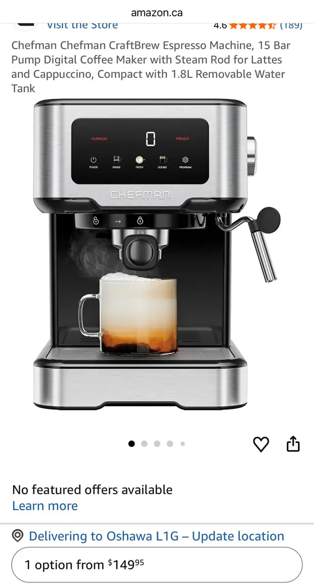 Chefman CraftBrew Digital Espresso Machine - Photo 8