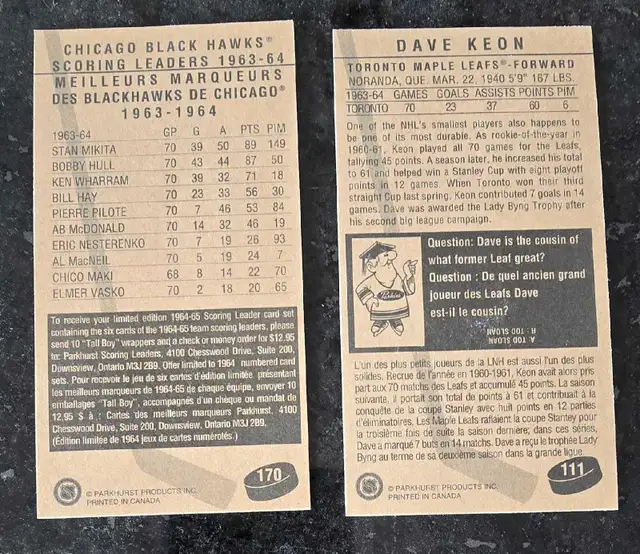 Vintage 1964–65 Parkhurst NHL Hockey Card LotPrice: $699.99 CAD - Photo 3