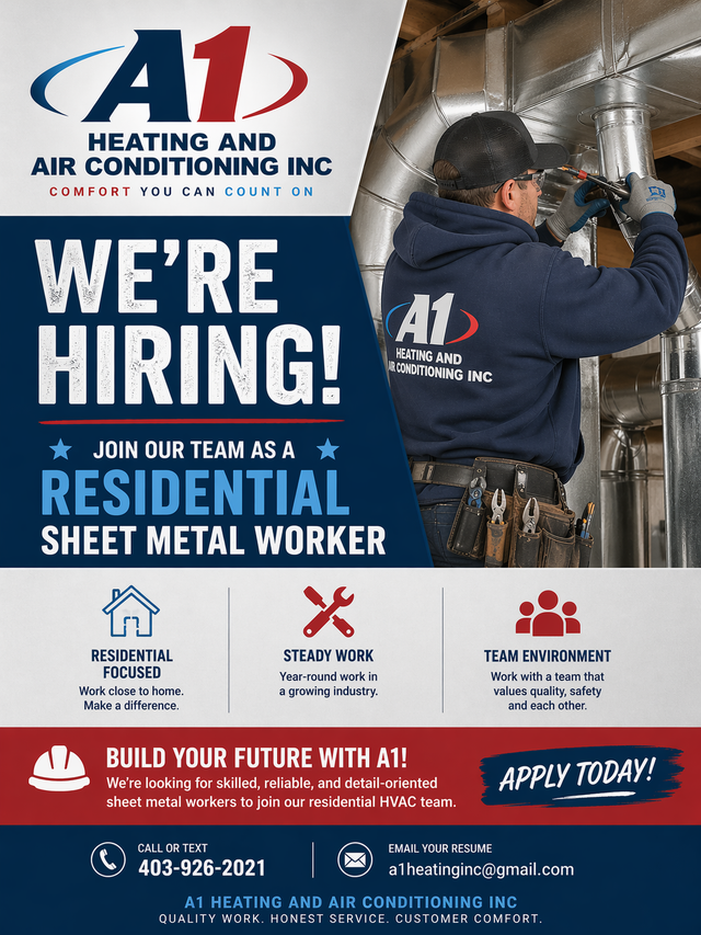 Residential Sheet Metal Worker – A1 Heating & Air Conditioning