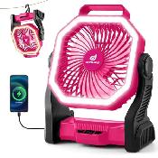 (New)Portable Camping Fan with LED Light, 20000mAh Rechargeable
