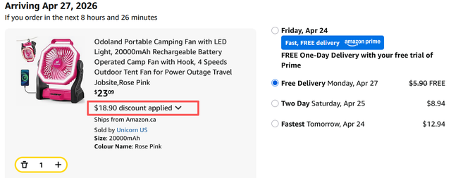 (New)Portable Camping Fan with LED Light, 20000mAh Rechargeable - Photo 2