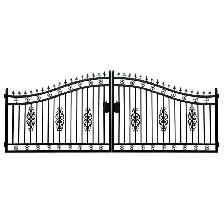 14FT Iron Gate - Elegant Flower Design for Driveway!