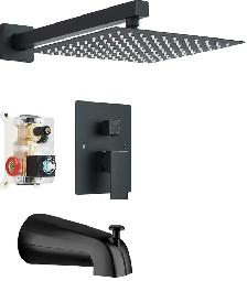 New Matte Black Rainfall Shower Tub Kit For Sale