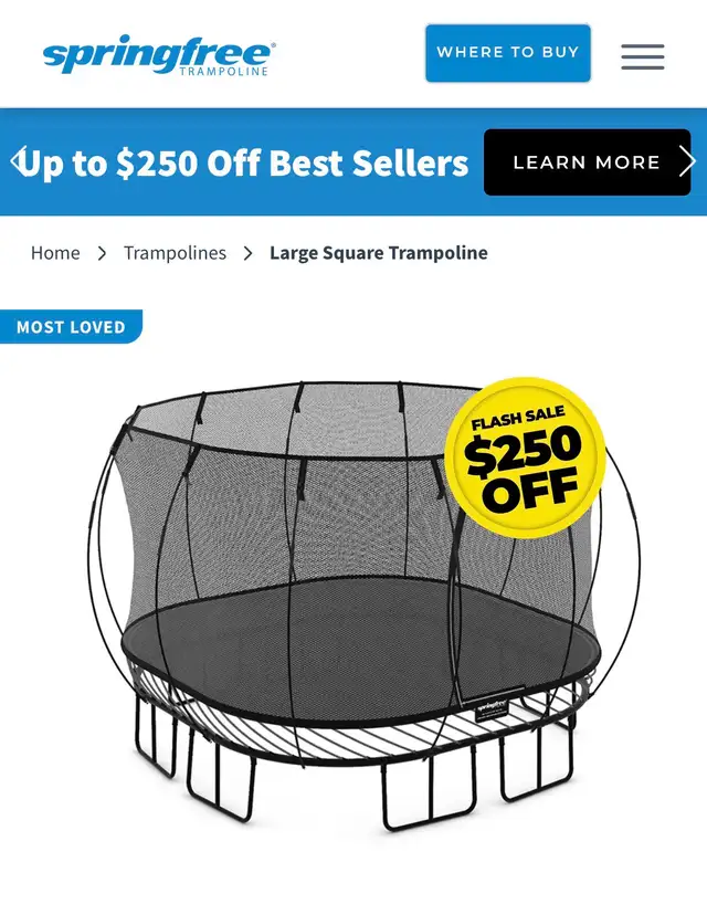 Springfree Large Square 11ft Trampoline model SF68 - Photo 3