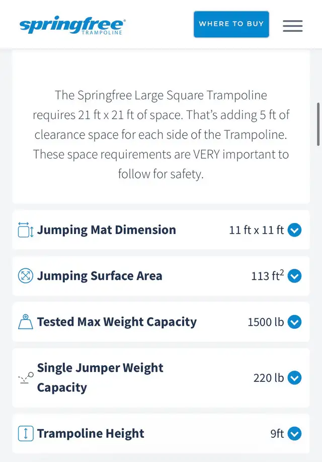 Springfree Large Square 11ft Trampoline model SF68 - Photo 5