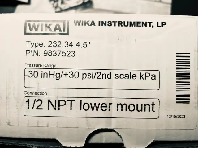 NEW WIKA XSEL 30PSI 1/2 NPT PRESSURE GAUGEP/N 9837523 - Photo 2