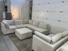 8 piece fabric modular sectional with storage ottoman