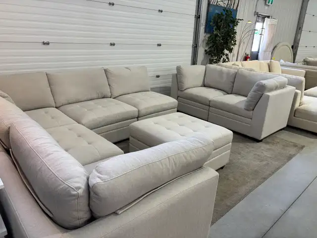 8 piece fabric modular sectional with storage ottoman - Photo 2