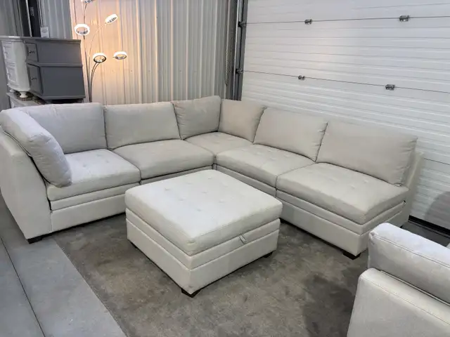 8 piece fabric modular sectional with storage ottoman - Photo 3