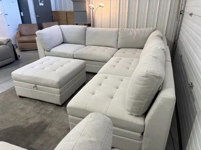 8 piece fabric modular sectional with storage ottoman - Photo 6