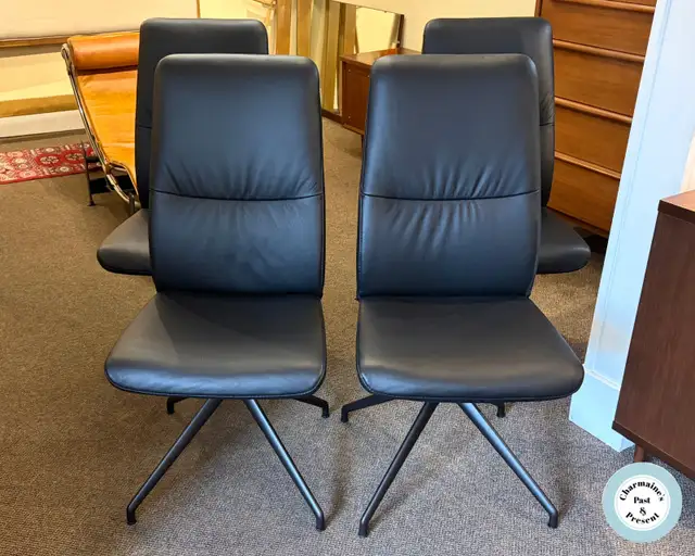 4 Reclining Leather Stressless Dining Chairs at Charmaine's