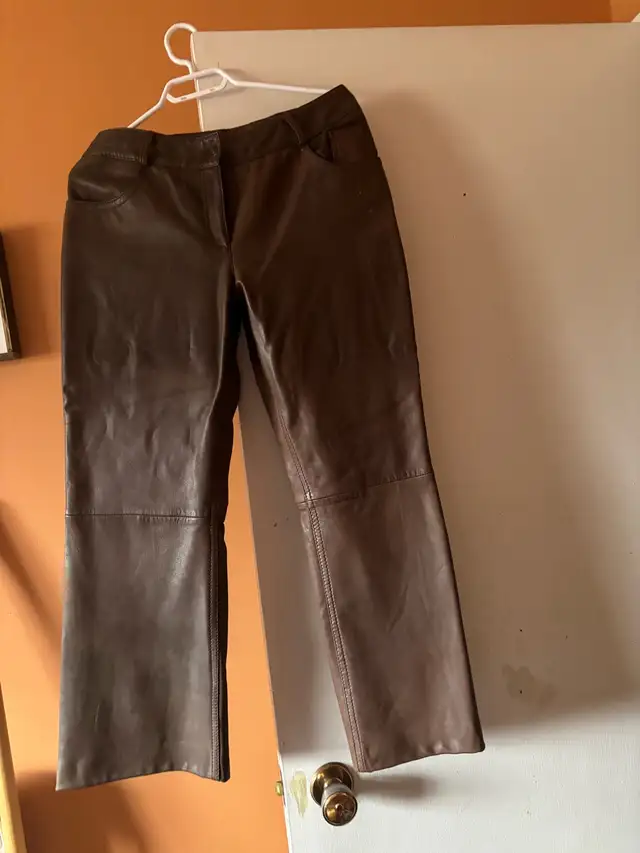 Women’s leather pants and skirt