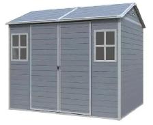 8x6 ft Grey Resin Outdoor Storage Shed - Waterproof Tool Shed w/