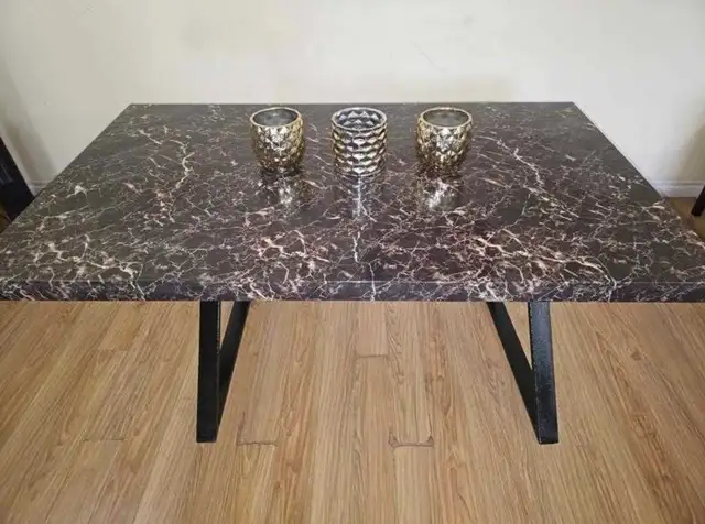 Marble-look Dining Table for 6 Persons