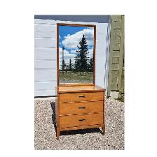 MID CENTURY MODERN MAPLE DRESSING TABLE w MIRROR
