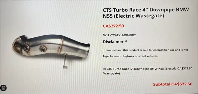 Downpipe - CTS Turbo Race 4' Downpipe BMW N55 Electric Wastegate - Photo 8