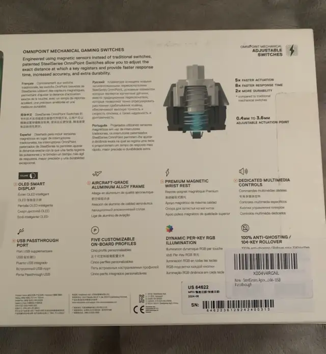 STEELSERIES APEX PRO – OMNIPOINT SWITCHES – OLED –SEALED - $160 - Photo 3