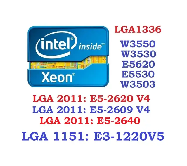 Xeon CPU: E3-1220V5, E5-2620 V4, E5-2609V4, W3550, W3530, E5620,