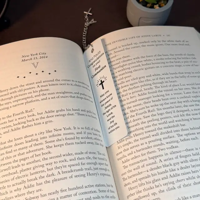 Personalized Metal Bookmark | Custom Engraved Gift with Charm - Photo 2