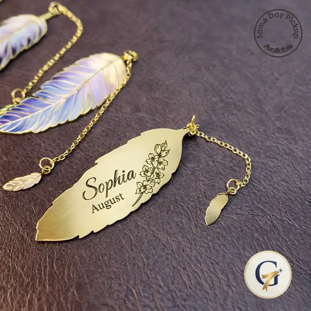 Custom Engraved Feather Bookmark with Name | Personalized Gift