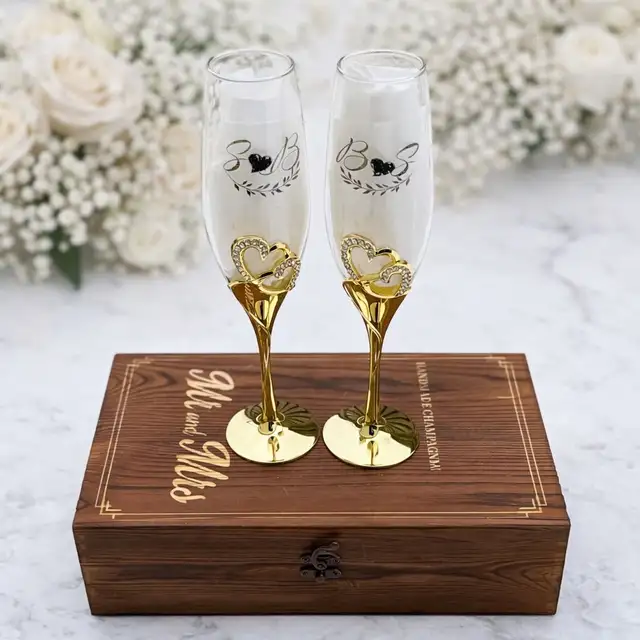 Personalized Engraved Champagne Glasses Set - Photo 5