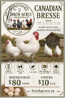 Canadian Bresse Hatching Eggs and Chicks