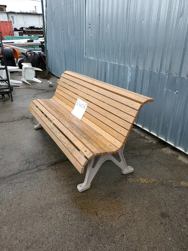 (20) HEAVY DUTY MALL BENCHES CAST ALUMINUM/OAK 1970'S - Photo 5
