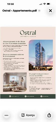 condo studio à louer