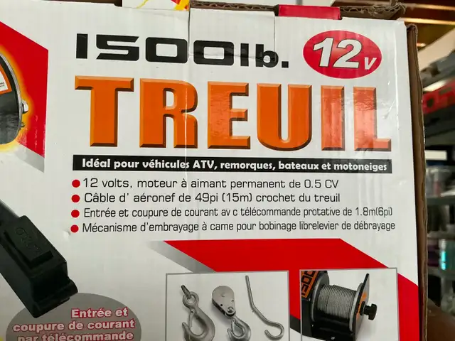 Treuil (winch) 12 volts avec câble d’aéronef de 49 pieds
