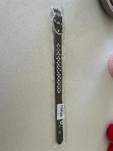 Dog collar Black Leather with Diamonds M - Photo 2
