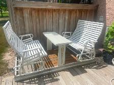 Double patio glider/swing with table