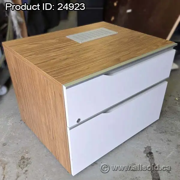 Lacasse White and Walnut 2 Drawer File Storage Cabinet
