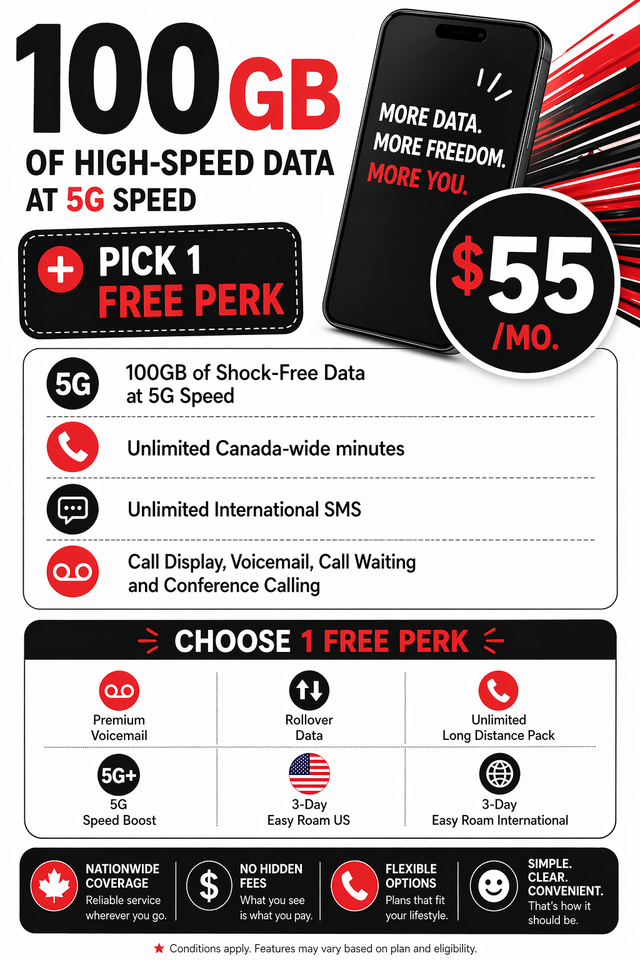 Mobile Plan option - 100GB Data Available