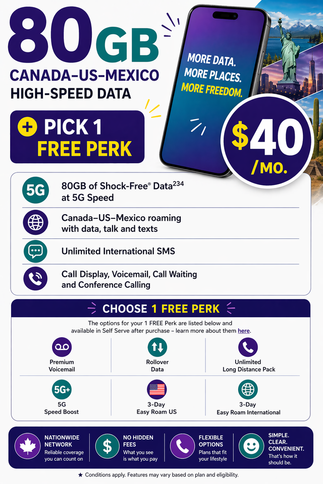 Mobile Plan Option - 80GB (Canada-US-Mexico)