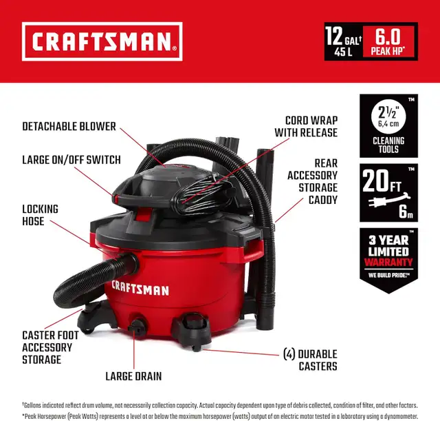 CRAFTSMAN (12 Gallon) 6 HP Wet/Dry  '