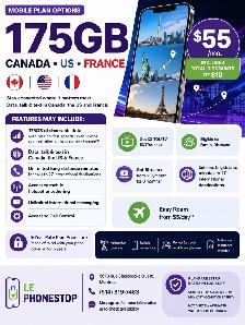 Mobile Plan Options – 175GB (Canada • US • France)