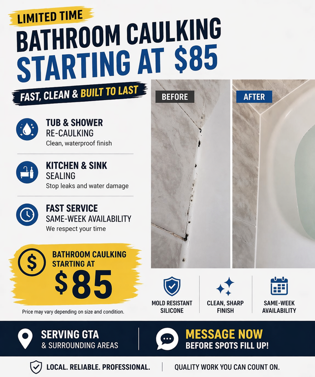CAULKING / SILICONE $85 Mold & Mildew Removal Service