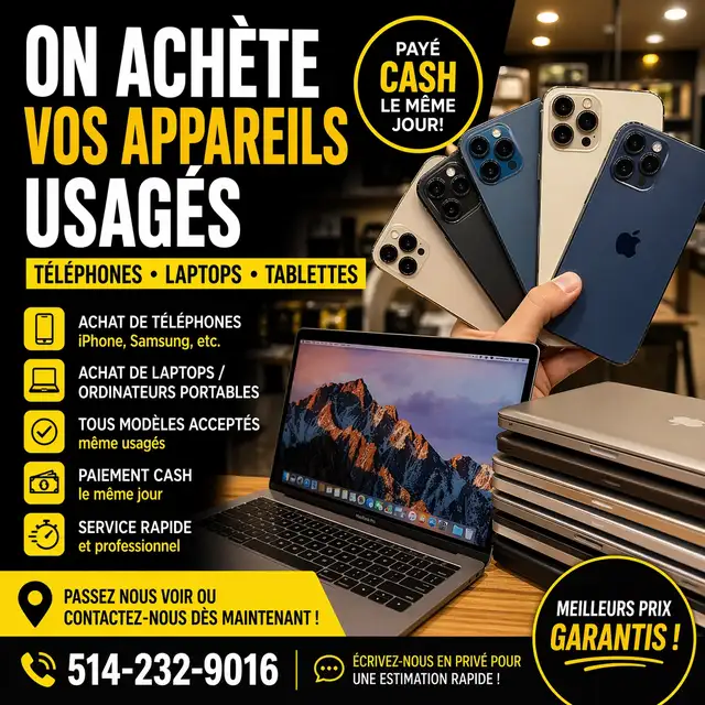 ON ACHÈTE VOS APPAREILS USAGÉS
